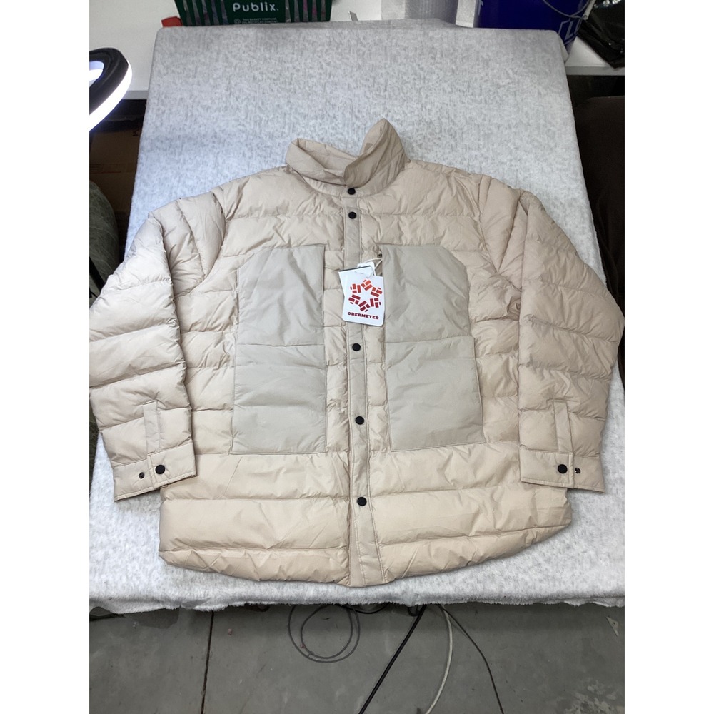 Obermeyer M Explorer Down Shirt 2XL Cement Beige 600 FP Puffer Jacket 24100 NEW
